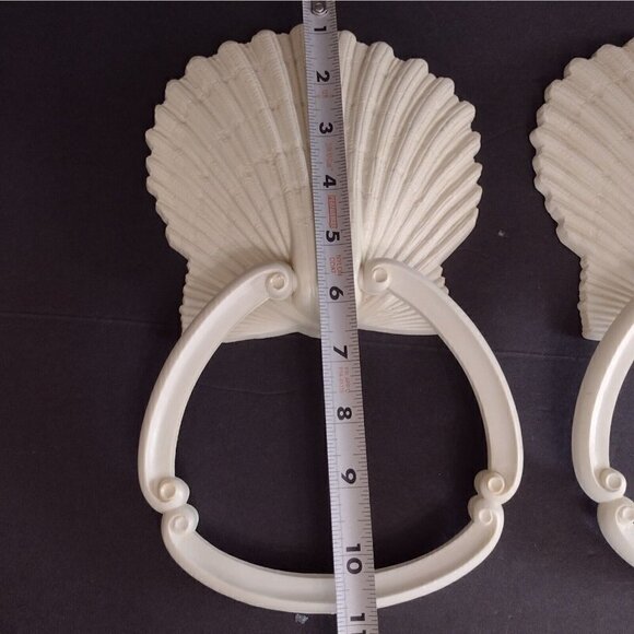 Vintage Set of Homco Home Interiors Clam Shell Hand Towel Rings Rack Nautical - Picture 7 of 7